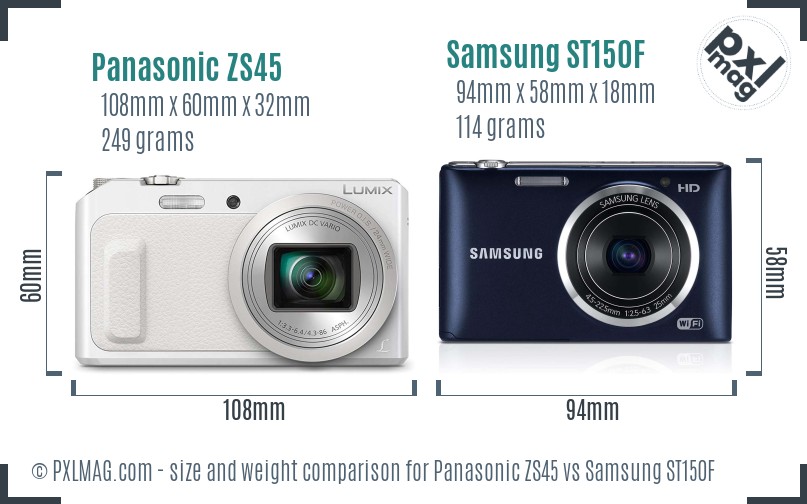 Panasonic ZS45 vs Samsung ST150F size comparison Panasonic ZS45 vs Samsung ST150F size comparison
