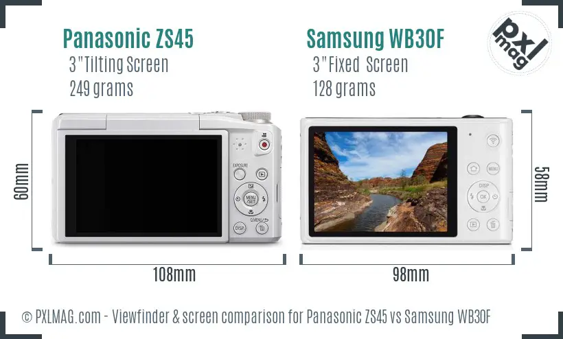 Panasonic ZS45 vs Samsung WB30F Screen and Viewfinder comparison Panasonic ZS45 vs Samsung WB30F Screen and Viewfinder comparison