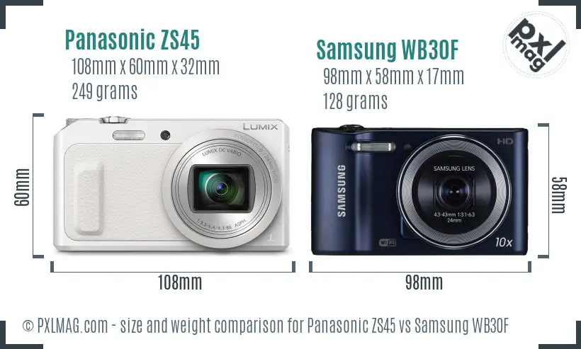 Panasonic ZS45 vs Samsung WB30F size comparison Panasonic ZS45 vs Samsung WB30F size comparison