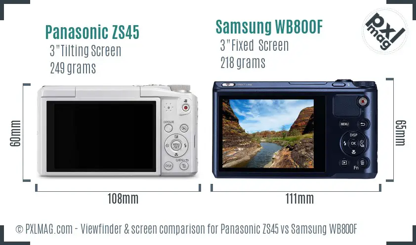 Panasonic ZS45 vs Samsung WB800F Screen and Viewfinder comparison Panasonic ZS45 vs Samsung WB800F Screen and Viewfinder comparison
