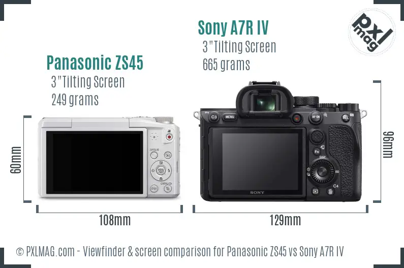 Panasonic ZS45 vs Sony A7R IV Screen and Viewfinder comparison