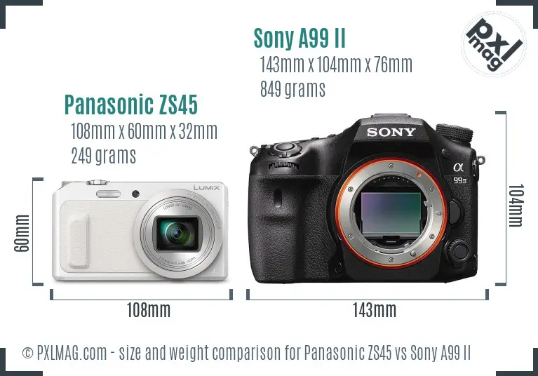 Panasonic ZS45 vs Sony A99 II size comparison Panasonic ZS45 vs Sony A99 II size comparison