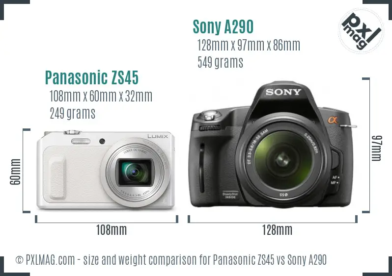 Panasonic ZS45 vs Sony A290 size comparison