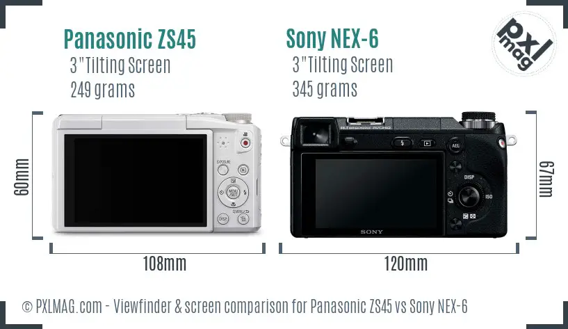 Panasonic ZS45 vs Sony NEX-6 Screen and Viewfinder comparison Panasonic ZS45 vs Sony NEX-6 Screen and Viewfinder comparison