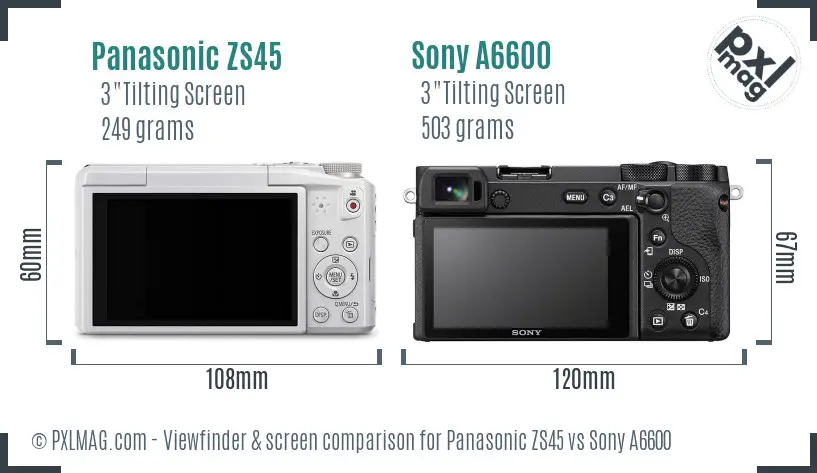 Panasonic ZS45 vs Sony A6600 Screen and Viewfinder comparison