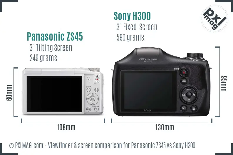 Panasonic ZS45 vs Sony H300 Screen and Viewfinder comparison