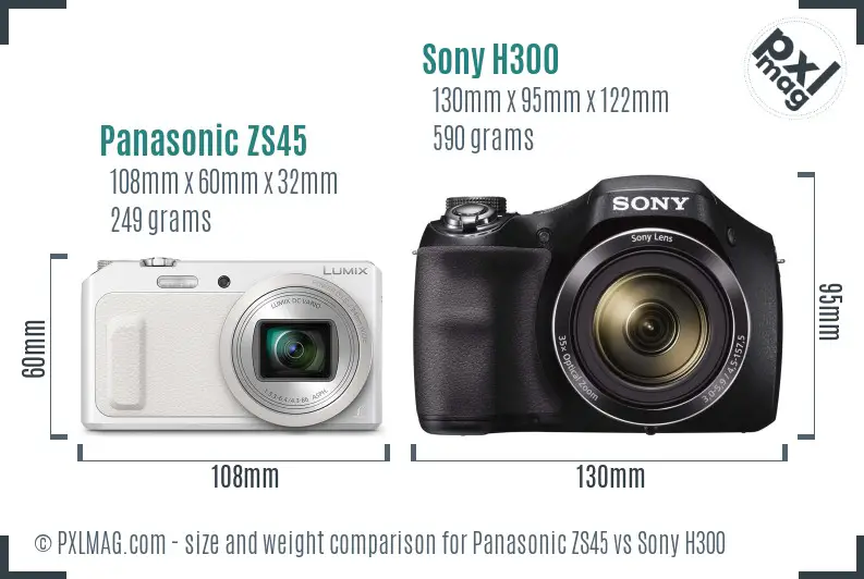 Panasonic ZS45 vs Sony H300 size comparison