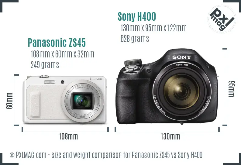 Panasonic ZS45 vs Sony H400 size comparison