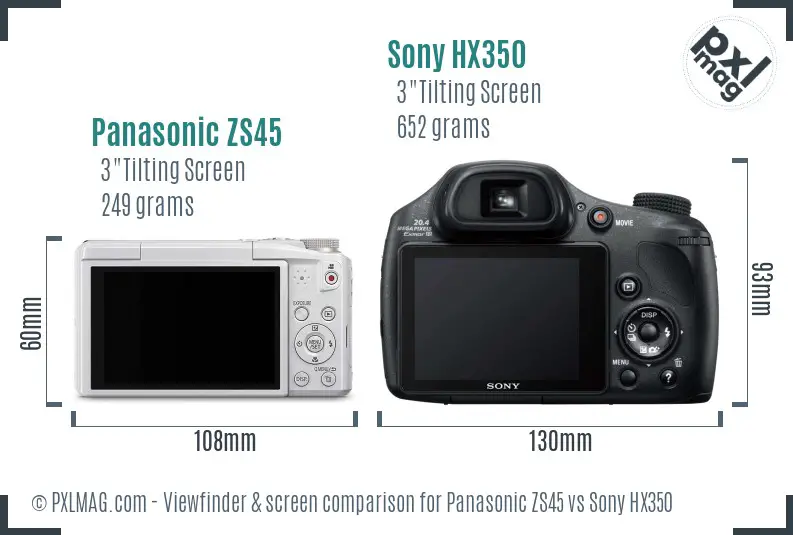Panasonic ZS45 vs Sony HX350 Screen and Viewfinder comparison Panasonic ZS45 vs Sony HX350 Screen and Viewfinder comparison