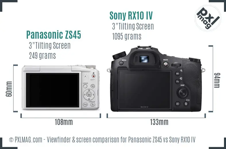 Panasonic ZS45 vs Sony RX10 IV Screen and Viewfinder comparison Panasonic ZS45 vs Sony RX10 IV Screen and Viewfinder comparison