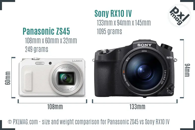 Panasonic ZS45 vs Sony RX10 IV size comparison Panasonic ZS45 vs Sony RX10 IV size comparison