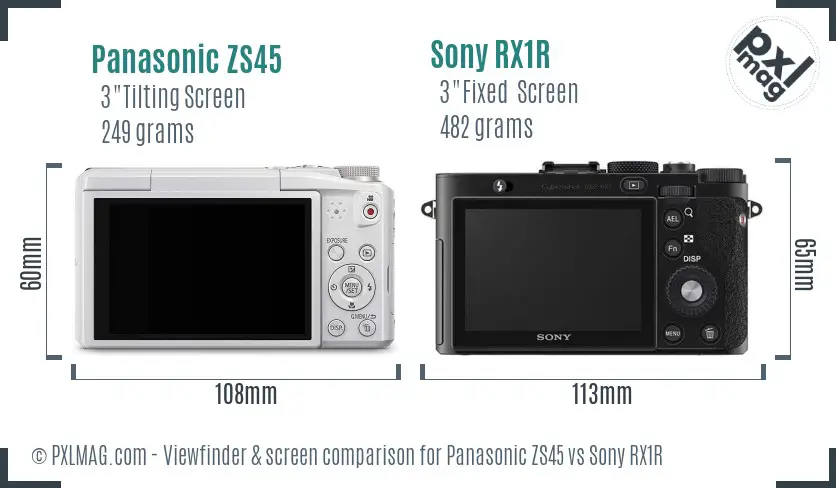 Panasonic ZS45 vs Sony RX1R Screen and Viewfinder comparison Panasonic ZS45 vs Sony RX1R Screen and Viewfinder comparison