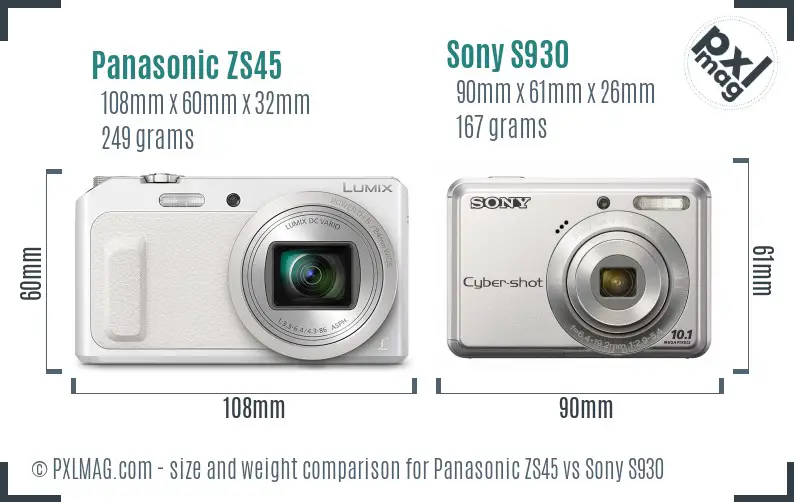 Panasonic ZS45 vs Sony S930 size comparison