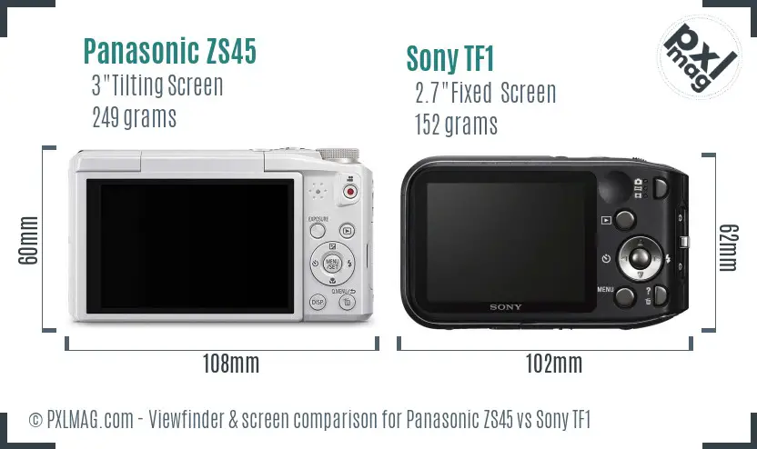 Panasonic ZS45 vs Sony TF1 Screen and Viewfinder comparison Panasonic ZS45 vs Sony TF1 Screen and Viewfinder comparison