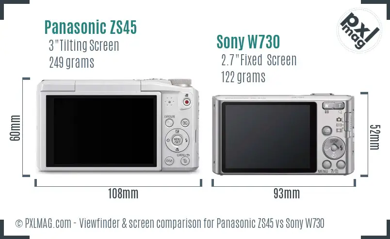 Panasonic ZS45 vs Sony W730 Screen and Viewfinder comparison Panasonic ZS45 vs Sony W730 Screen and Viewfinder comparison