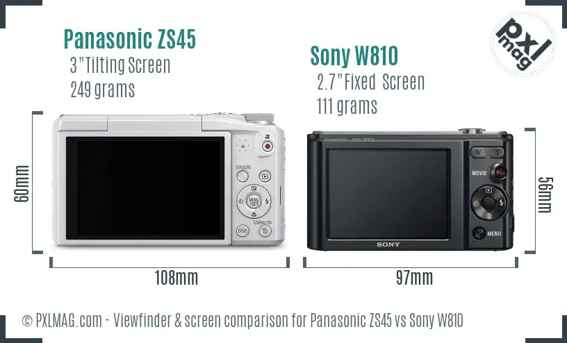 Panasonic ZS45 vs Sony W810 Screen and Viewfinder comparison Panasonic ZS45 vs Sony W810 Screen and Viewfinder comparison