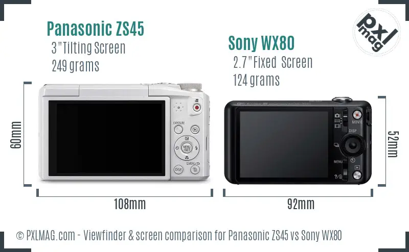 Panasonic ZS45 vs Sony WX80 Screen and Viewfinder comparison Panasonic ZS45 vs Sony WX80 Screen and Viewfinder comparison