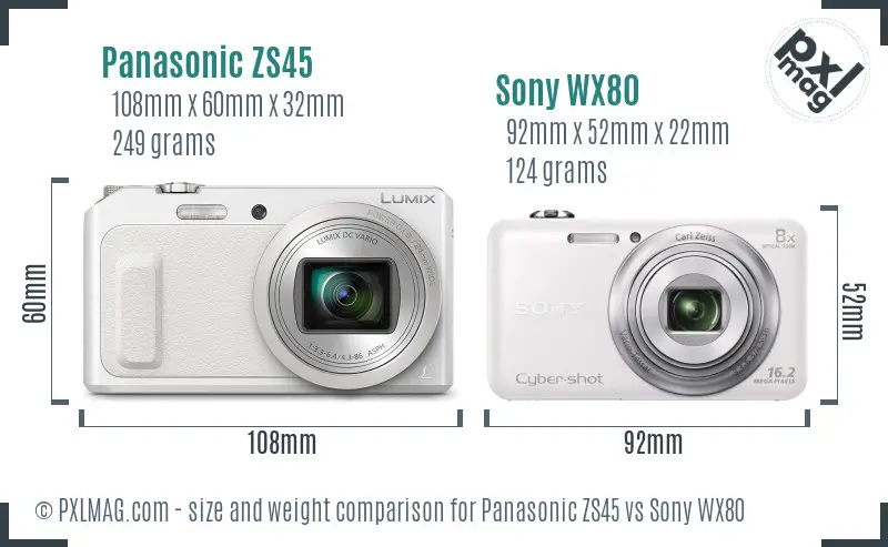 Panasonic ZS45 vs Sony WX80 size comparison Panasonic ZS45 vs Sony WX80 size comparison