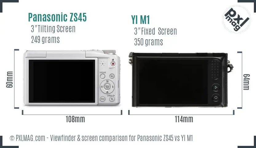 Panasonic ZS45 vs YI M1 Screen and Viewfinder comparison