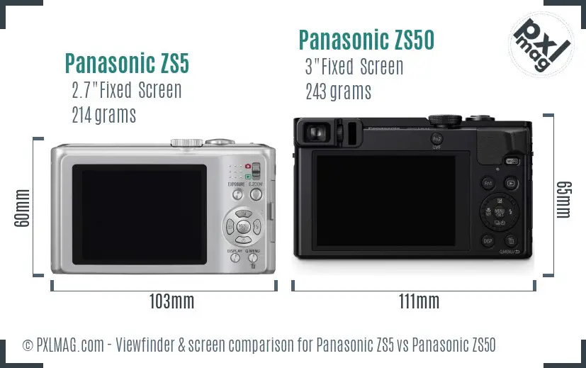 Panasonic ZS5 vs Panasonic ZS50 Screen and Viewfinder comparison