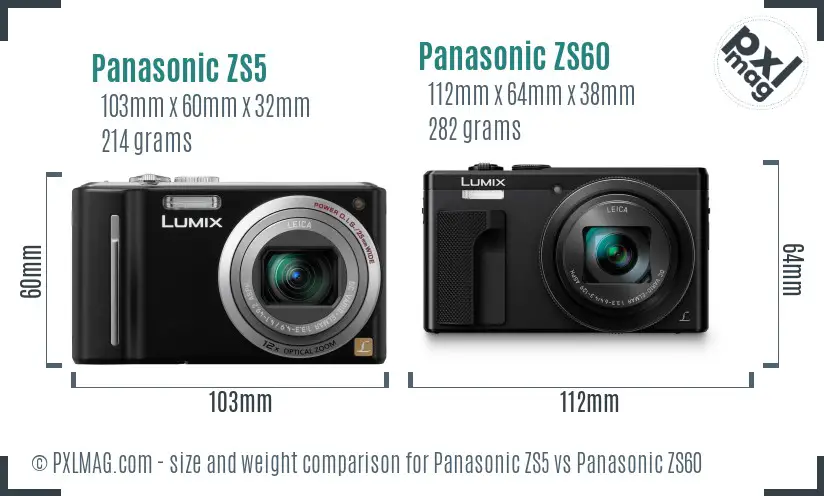 Panasonic ZS5 vs Panasonic ZS60 size comparison