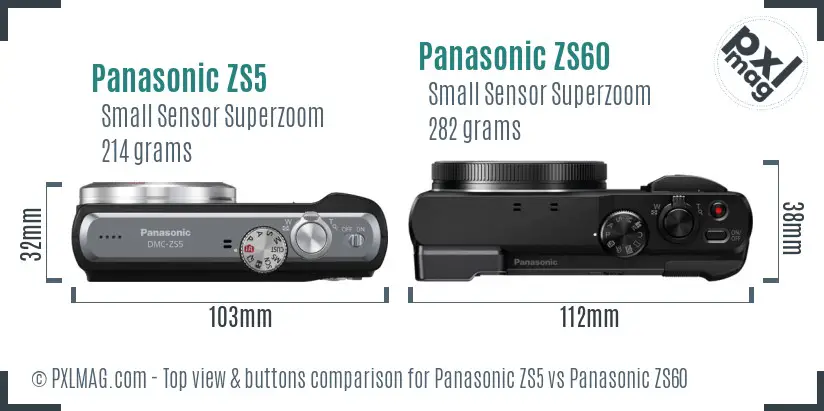 Panasonic ZS5 vs Panasonic ZS60 top view buttons comparison