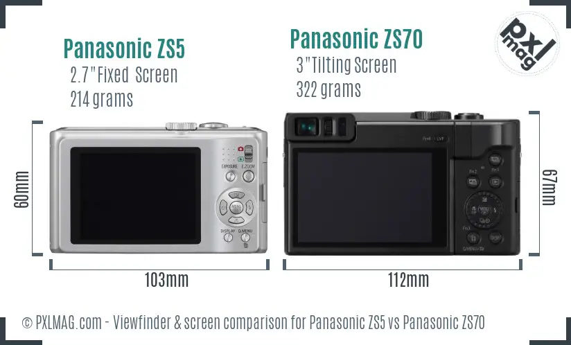 Panasonic ZS5 vs Panasonic ZS70 Screen and Viewfinder comparison