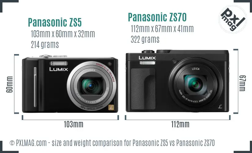 Panasonic ZS5 vs Panasonic ZS70 size comparison