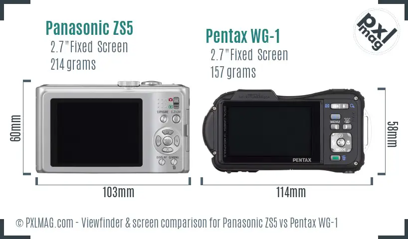 Panasonic ZS5 vs Pentax WG-1 Screen and Viewfinder comparison