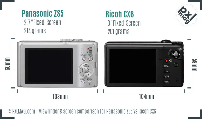 Panasonic ZS5 vs Ricoh CX6 Screen and Viewfinder comparison Panasonic ZS5 vs Ricoh CX6 Screen and Viewfinder comparison