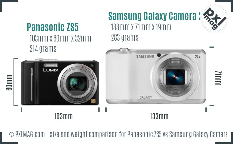 Panasonic ZS5 vs Samsung Galaxy Camera 2 size comparison