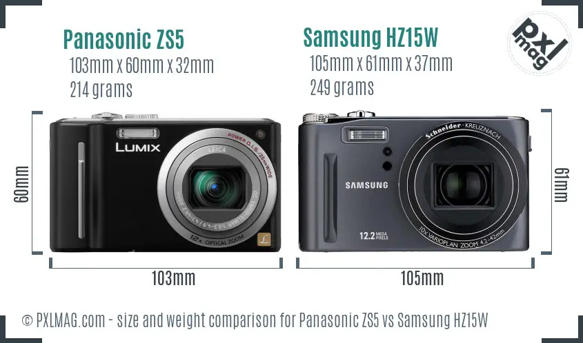 Panasonic ZS5 vs Samsung HZ15W size comparison Panasonic ZS5 vs Samsung HZ15W size comparison