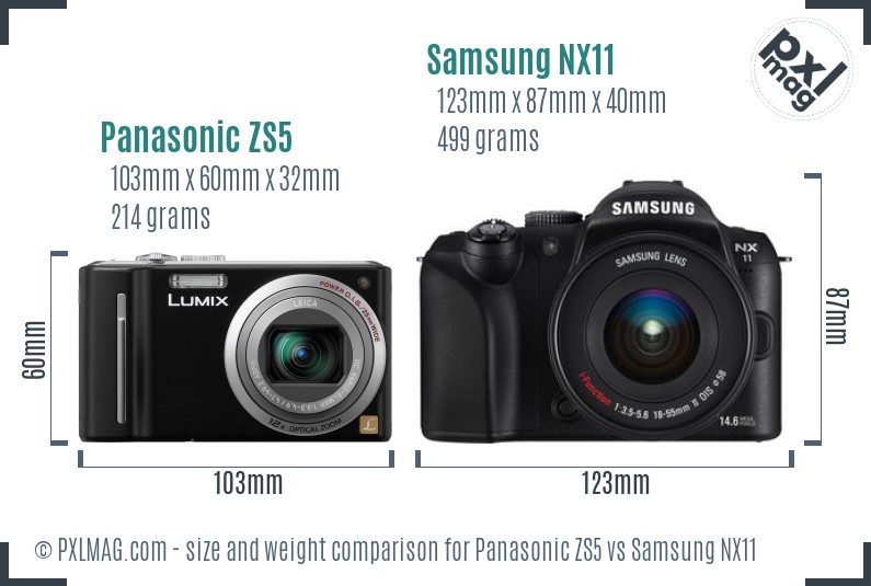 Panasonic ZS5 vs Samsung NX11 size comparison Panasonic ZS5 vs Samsung NX11 size comparison