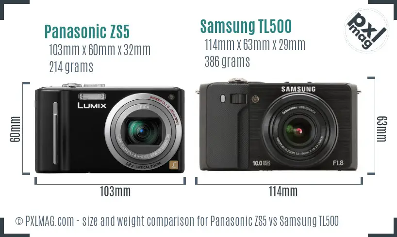 Panasonic ZS5 vs Samsung TL500 size comparison Panasonic ZS5 vs Samsung TL500 size comparison