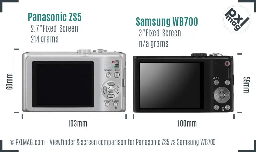 Panasonic ZS5 vs Samsung WB700 Screen and Viewfinder comparison Panasonic ZS5 vs Samsung WB700 Screen and Viewfinder comparison