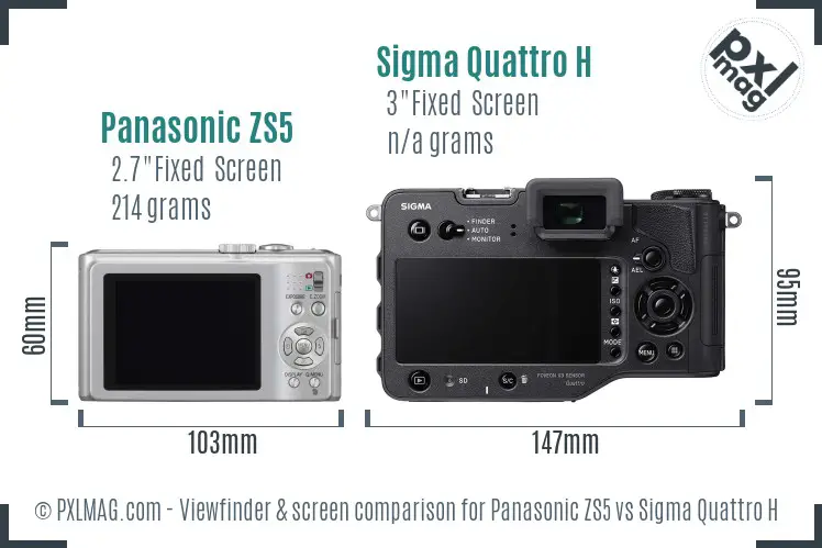 Panasonic ZS5 vs Sigma Quattro H Screen and Viewfinder comparison