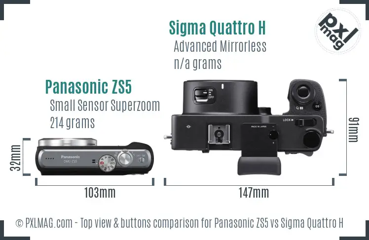 Panasonic ZS5 vs Sigma Quattro H top view buttons comparison