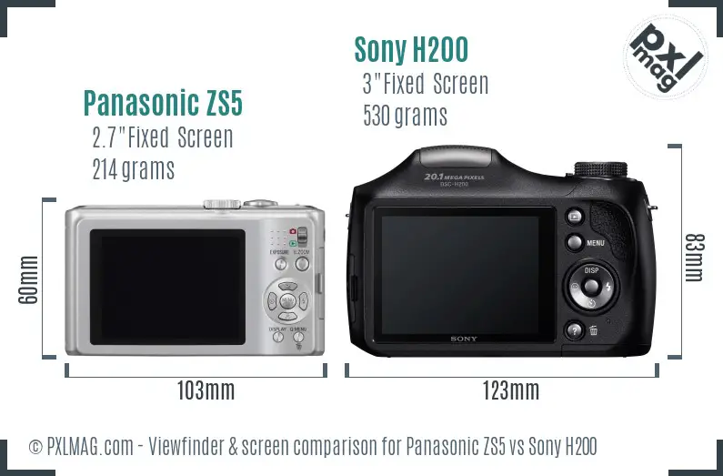Panasonic ZS5 vs Sony H200 Screen and Viewfinder comparison Panasonic ZS5 vs Sony H200 Screen and Viewfinder comparison