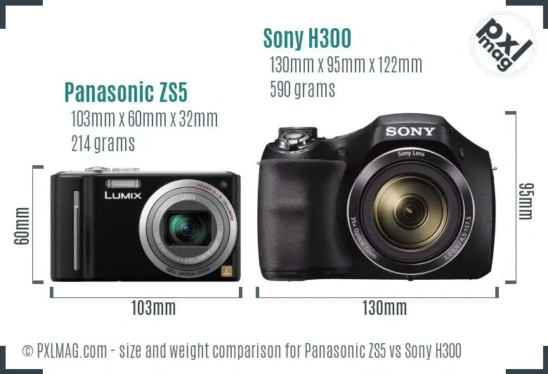 Panasonic ZS5 vs Sony H300 size comparison Panasonic ZS5 vs Sony H300 size comparison
