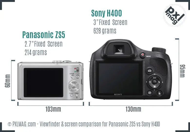 Panasonic ZS5 vs Sony H400 Screen and Viewfinder comparison Panasonic ZS5 vs Sony H400 Screen and Viewfinder comparison