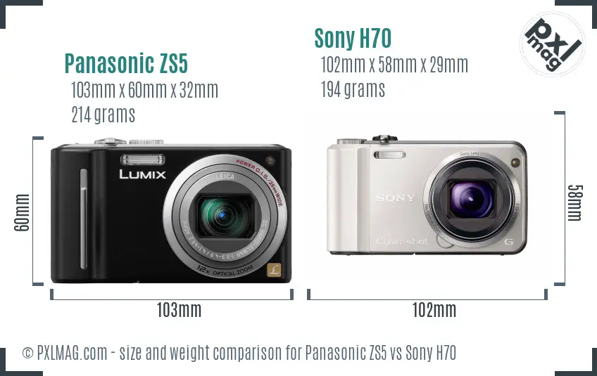 Panasonic ZS5 vs Sony H70 size comparison Panasonic ZS5 vs Sony H70 size comparison
