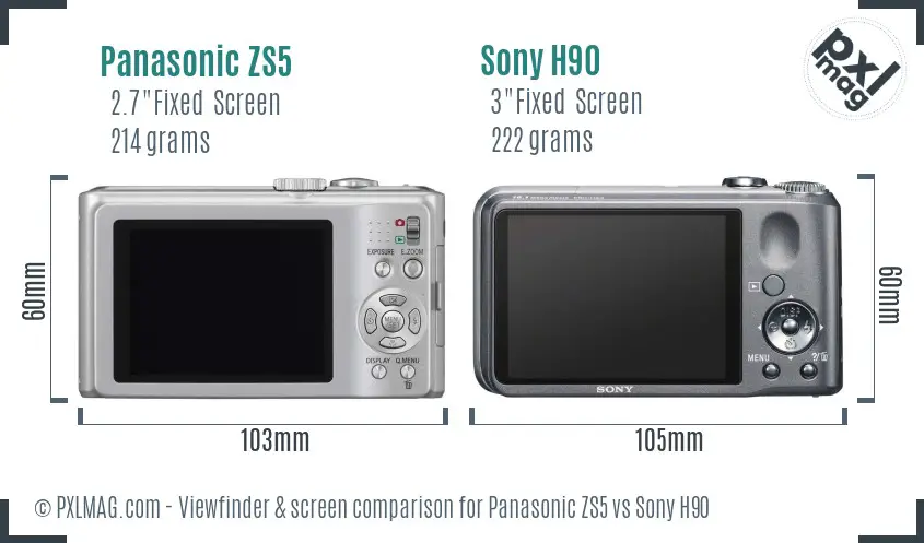 Panasonic ZS5 vs Sony H90 Screen and Viewfinder comparison