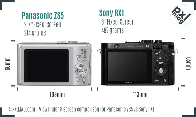 Panasonic ZS5 vs Sony RX1 Screen and Viewfinder comparison Panasonic ZS5 vs Sony RX1 Screen and Viewfinder comparison