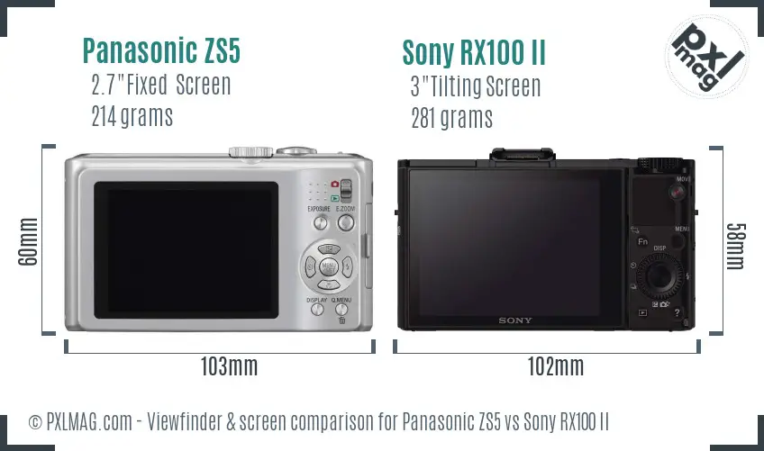 Panasonic ZS5 vs Sony RX100 II Screen and Viewfinder comparison Panasonic ZS5 vs Sony RX100 II Screen and Viewfinder comparison