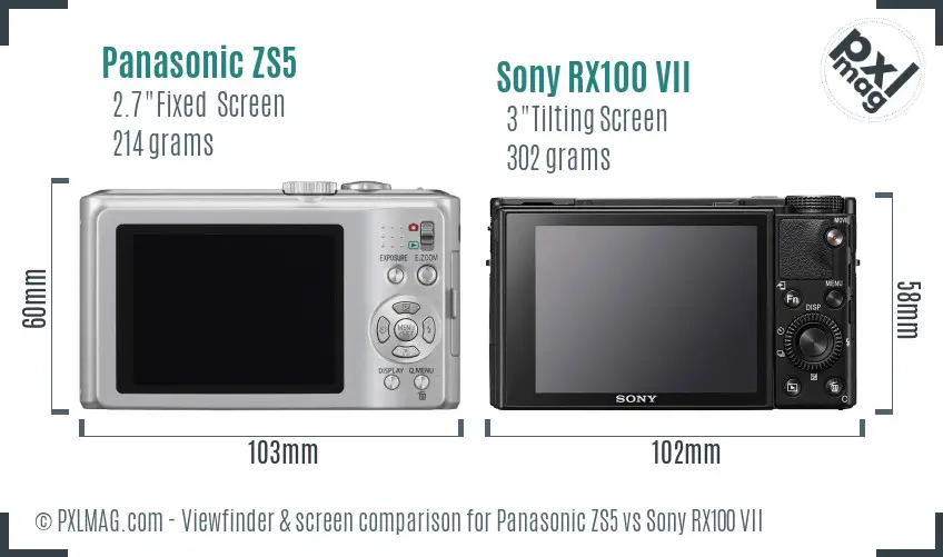 Panasonic ZS5 vs Sony RX100 VII Screen and Viewfinder comparison Panasonic ZS5 vs Sony RX100 VII Screen and Viewfinder comparison
