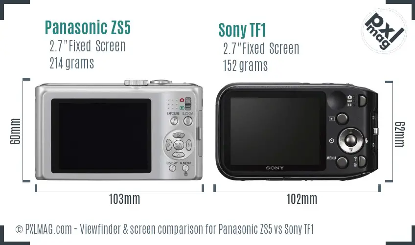 Panasonic ZS5 vs Sony TF1 Screen and Viewfinder comparison