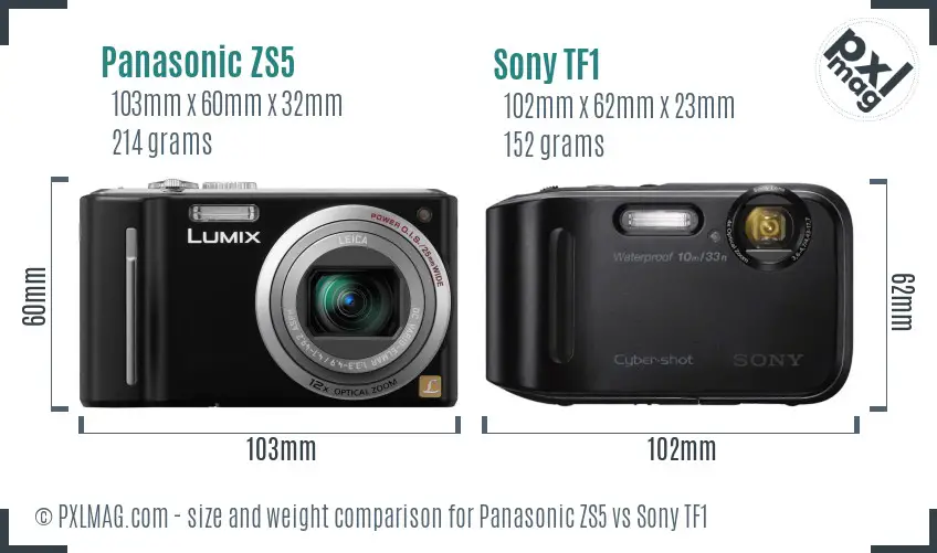 Panasonic ZS5 vs Sony TF1 size comparison
