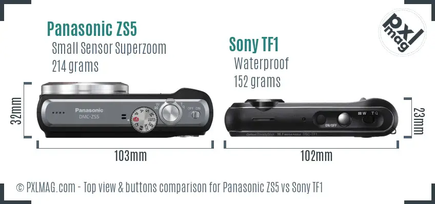 Panasonic ZS5 vs Sony TF1 top view buttons comparison