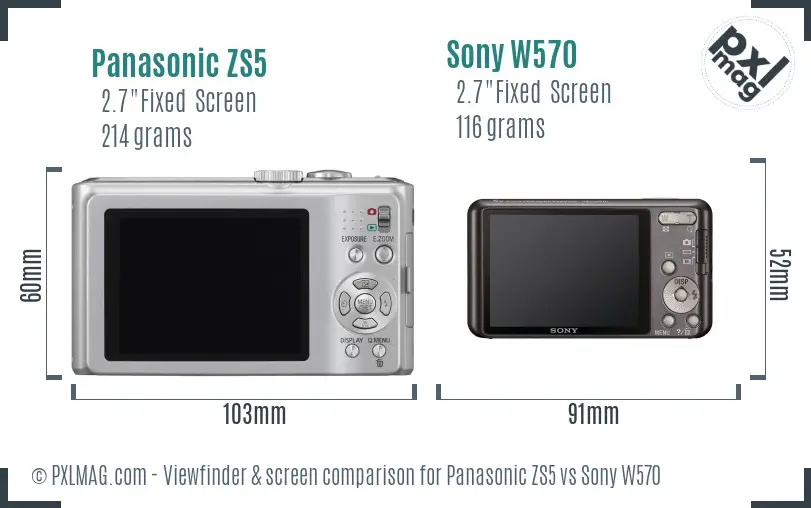 Panasonic ZS5 vs Sony W570 Screen and Viewfinder comparison Panasonic ZS5 vs Sony W570 Screen and Viewfinder comparison