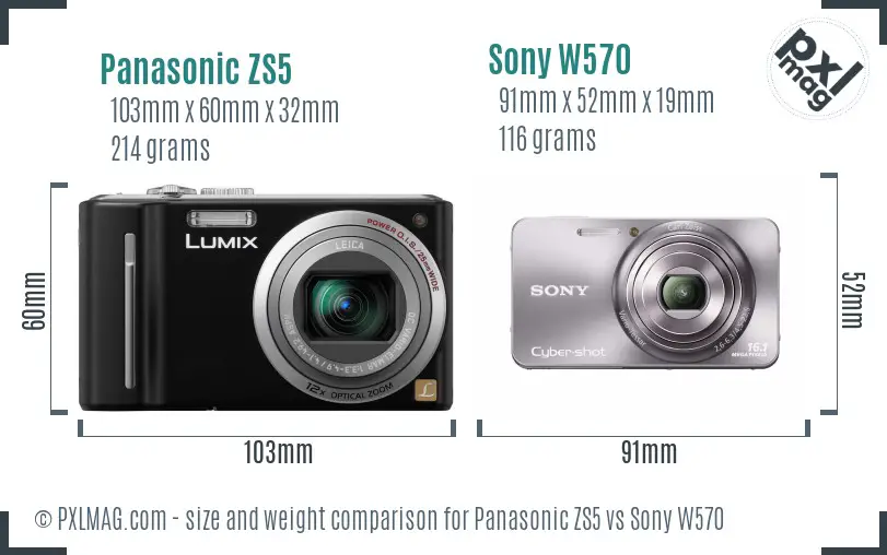 Panasonic ZS5 vs Sony W570 size comparison Panasonic ZS5 vs Sony W570 size comparison